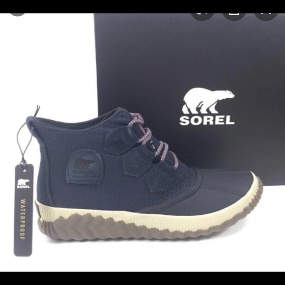 SOREL OUT N ABOUT Leather Rain Boot Navy Size: 7 - Picture 10 of 10